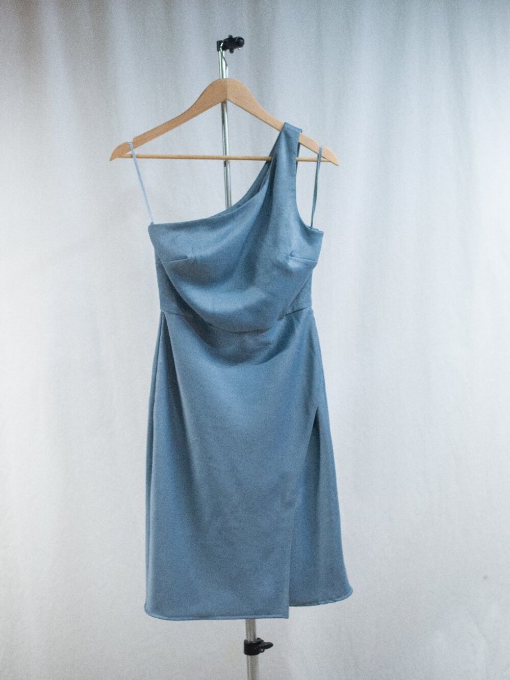 BHLDN Anthropologie One-Shoulder Slate Blue Dress